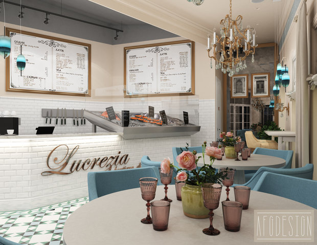 Фото из портфолио Дизайн проект кафе "Lucrezia" – фотографии дизайна интерьеров на INMYROOM