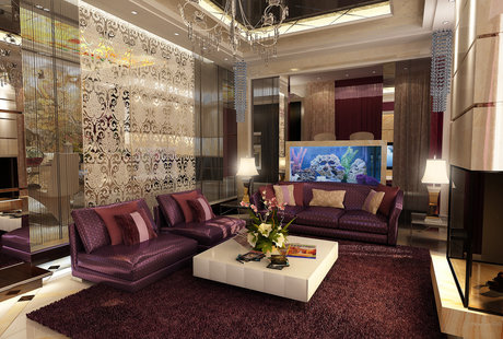 Яркая гостиная-кухня в стиле арт-деко