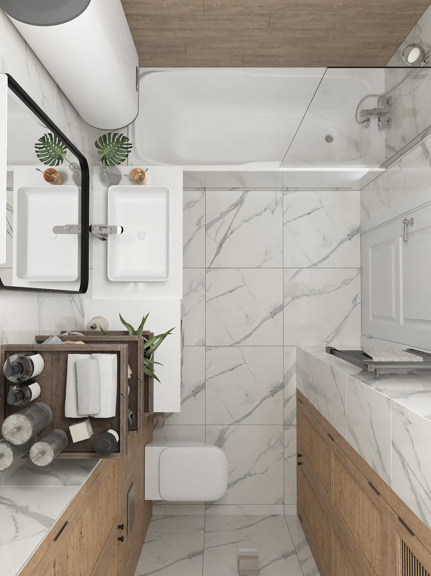 Фотография: Ванная в стиле Скандинавский, Советы, как обустроить санузел, санузел в типовой квартире, Ольга Погорелова, Сталинка, Панельный дом, Хрущевка, Кирпичный дом, П44т, II-29, Анна Сухая, TECE, Марина Меренкова, Галина Березкина, «Общая площадь», Хогарт_арт – фото на INMYROOM