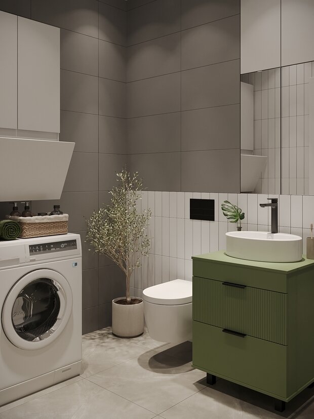 Фотография: Ванная в стиле Современный, Малогабаритная квартира, Проект дня, Москва, Монолитный дом, 2 комнаты, до 40 метров, Елена Бургонская – фото на INMYROOM