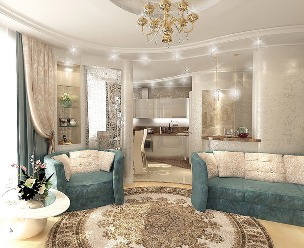Фото из портфолио Гостиная-кухня в классическом стиле – фотографии дизайна интерьеров на INMYROOM