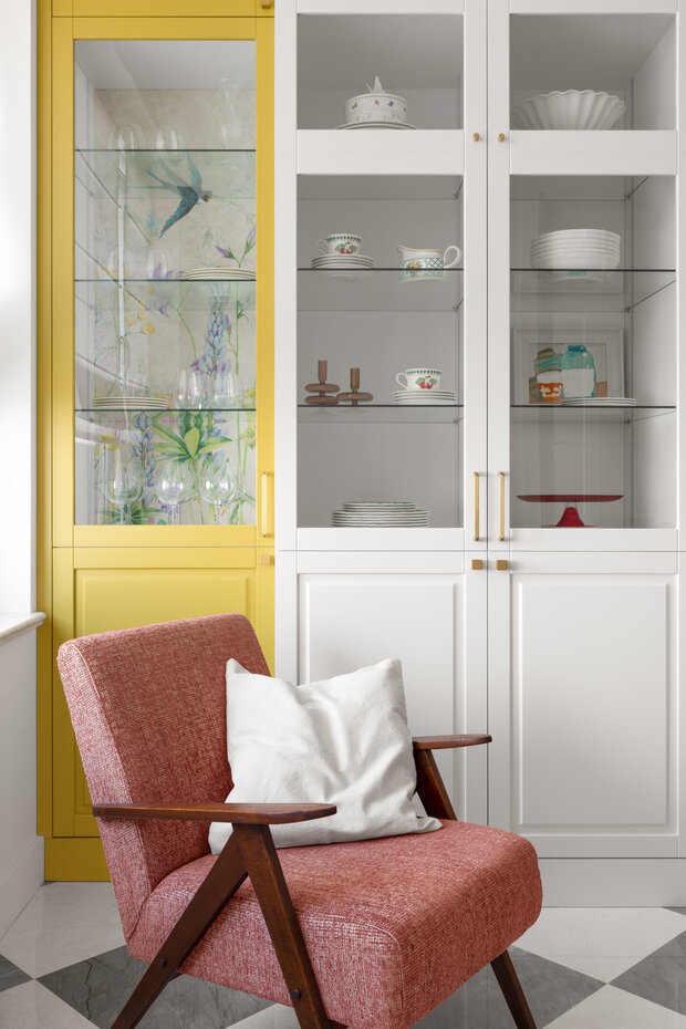 Фотография: Кухня и столовая в стиле Современный, Эклектика, Квартира, Проект дня, Астана, Монолитный дом, 2 комнаты, 60-90 метров, Евгения Мараськова-Григорянц – фото на INMYROOM