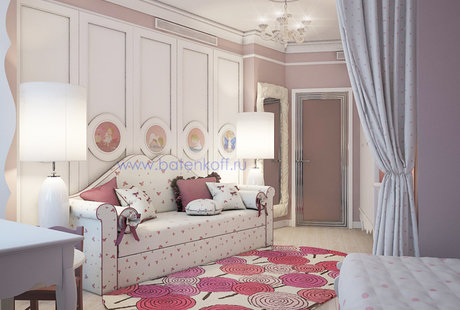 Дизайн проект детской спальни в стиле современной классики. Москва. Мичуринский 