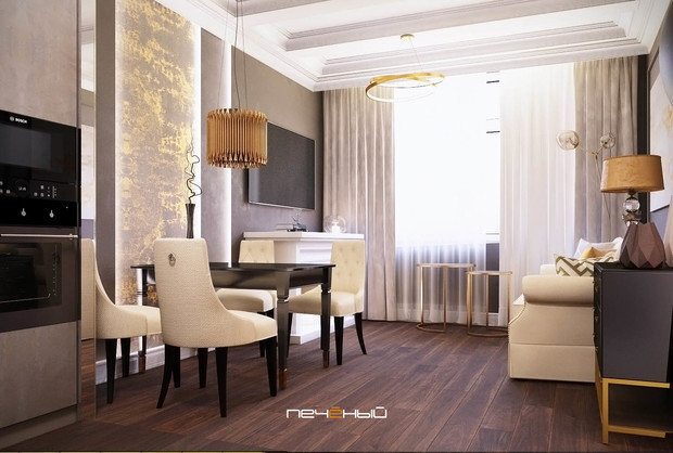 Фото из портфолио Серая с золотом трёшка – фотографии дизайна интерьеров на INMYROOM