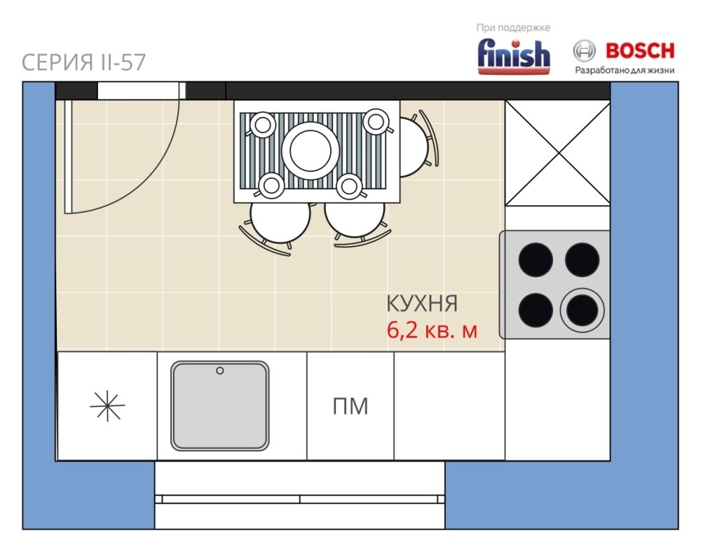Фотография: Планировки в стиле , Кухня и столовая, Перепланировка, Анастасия Киселева, Максим Джураев, II-57 – фото на INMYROOM Фотография: Планировки в стиле , Кухня и столовая, Перепланировка, Анастасия Киселева, Максим Джураев, II-57 – фото на INMYROOM