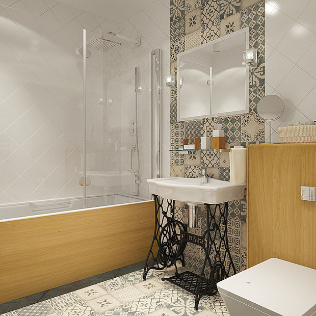 Фотография: Ванная в стиле Прованс и Кантри, Скандинавский, Малогабаритная квартира, Квартира, Дома и квартиры, IKEA, Проект дня – фото на INMYROOM