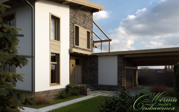 Фото из портфолио Двухэтажный загородный дом с гаражом – фотографии дизайна интерьеров на INMYROOM