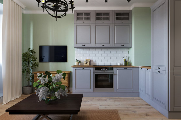 Фотография: Кухня и столовая в стиле Эклектика, Современный, Квартира, Проект недели, Санкт-Петербург, Светлана Гаврилова, Монолитный дом, 2 комнаты, 40-60 метров – фото на INMYROOM