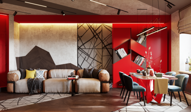 Мягкая мебель выбиралась с учетом стилистики интерьера. Часть сделана на заказ (кровать в спальне). Многое заказывали у российских производителей, например, диван в гостиной от Tanagra.