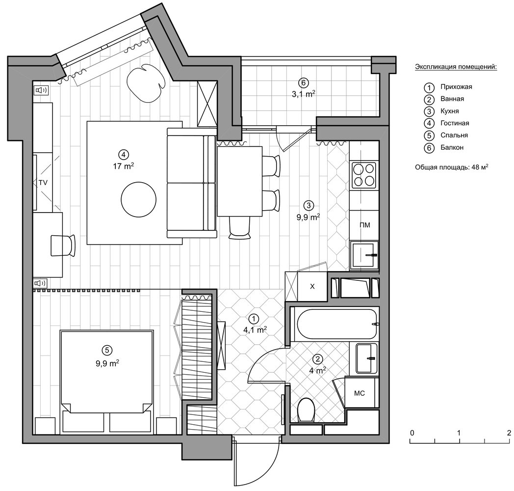 План с расстановкой мебели