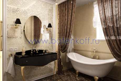 Дизайн проект классической ванной комнаты в Сысерти