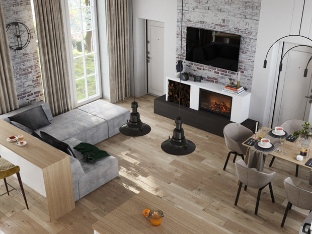 Фото из портфолио Гостиная комната из проекта загородного дома – фотографии дизайна интерьеров на INMYROOM