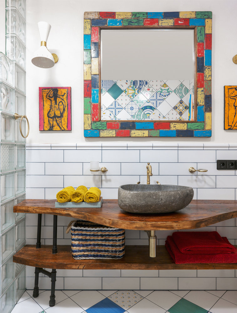 Фотография: Ванная в стиле Восточный, Эклектика, Малогабаритная квартира – фото на INMYROOM Фотография: Ванная в стиле Восточный, Эклектика, Малогабаритная квартира – фото на INMYROOM