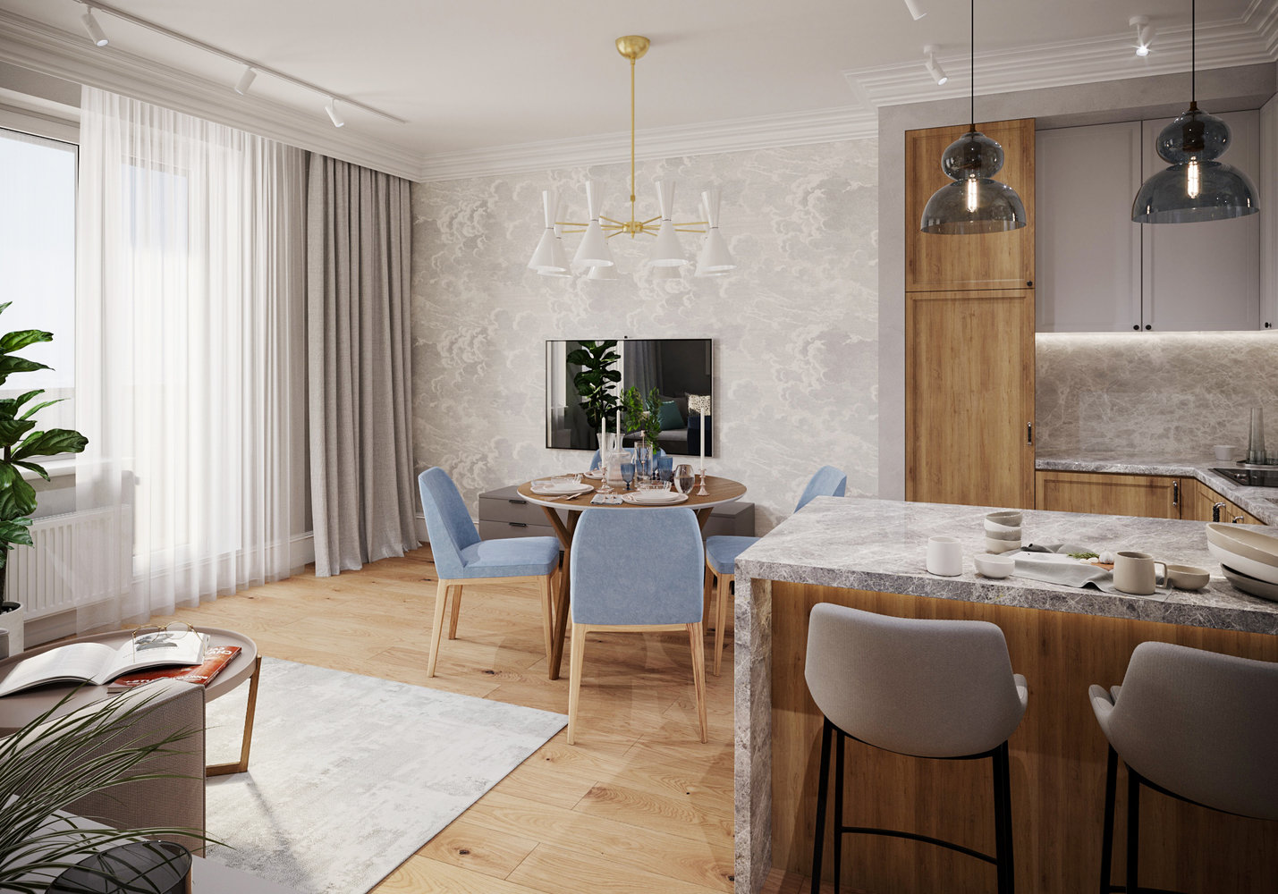 Фотография: Кухня и столовая в стиле Современный, Квартира, Проект недели, Санкт-Петербург, 3 комнаты, 60-90 метров, Юлия Бабинцева, YUHOME design – фото на INMYROOM Фотография: Кухня и столовая в стиле Современный, Квартира, Проект недели, Санкт-Петербург, 3 комнаты, 60-90 метров, Юлия Бабинцева, YUHOME design – фото на INMYROOM