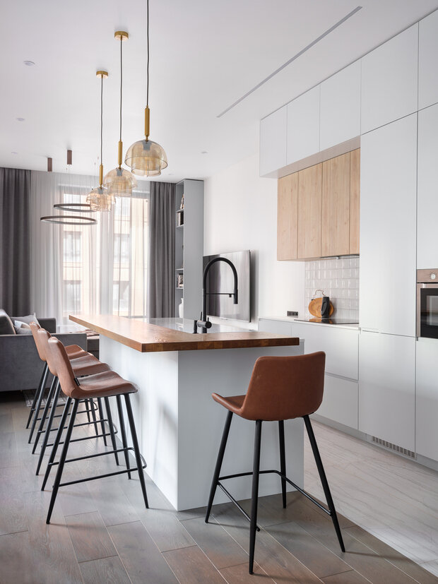 Фотография: Кухня и столовая в стиле Современный, Минимализм, Эко, Скандинавский, Квартира, Проект недели, Москва, 3 комнаты, Более 90 метров, Lagom Interiors, Мария Кулак – фото на INMYROOM