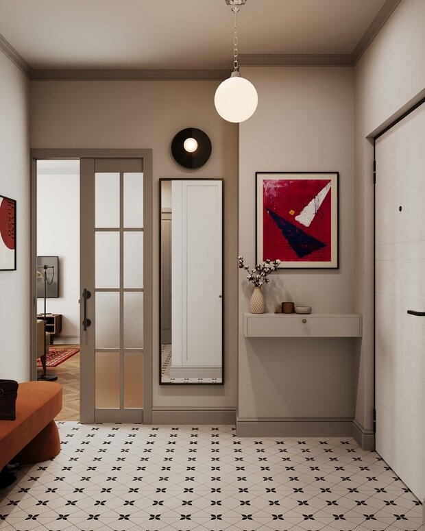 Фотография: Прихожая в стиле Скандинавский, Современный, Квартира, Проект дня, Санкт-Петербург, 3 комнаты, 60-90 метров, современный с элементами классики и французского стиля, Гера Остин, Анна Лаковская – фото на INMYROOM