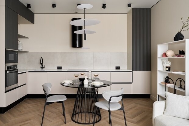 Фотография: Кухня и столовая в стиле Современный, Минимализм, Квартира, Проект недели, Москва, 2 комнаты, 40-60 метров, Елизавета Дорофеева – фото на INMYROOM
