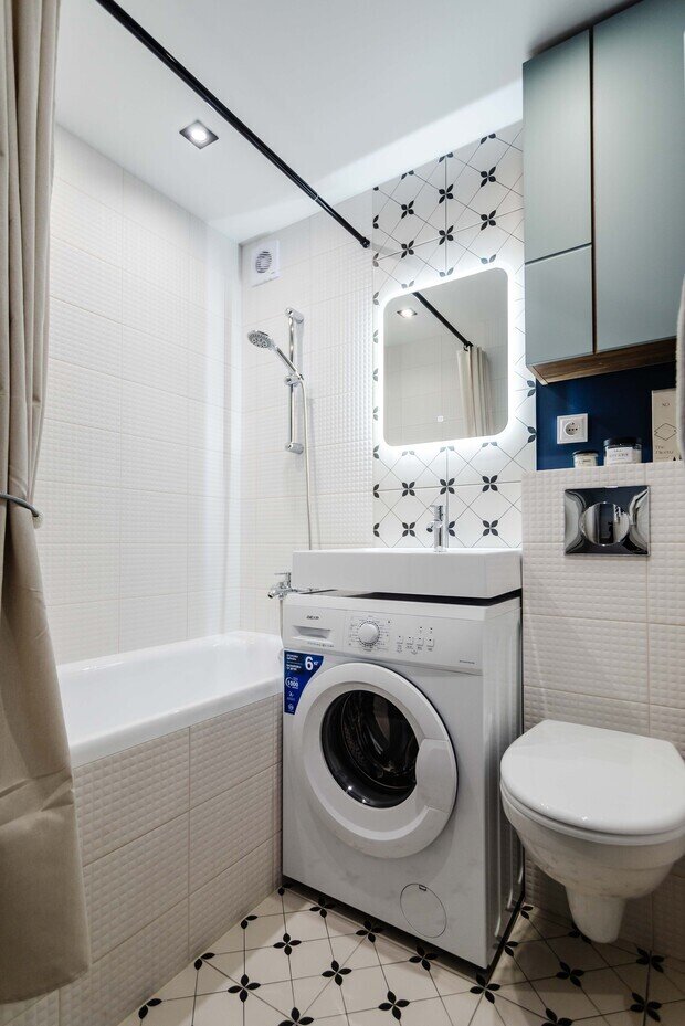 Фотография: Ванная в стиле Скандинавский, Современный, Малогабаритная квартира, Квартира, Проект дня, Сталинка, 2 комнаты, до 40 метров – фото на INMYROOM