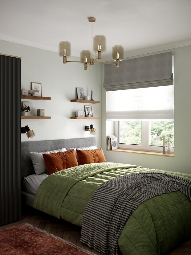 Фотография: Спальня в стиле Современный, Скандинавский, Проект дня, Москва, Ирина Собыленская, Хрущевка, Кирпичный дом, 2 комнаты, до 40 метров, современный с элементами лофта и эко – фото на INMYROOM