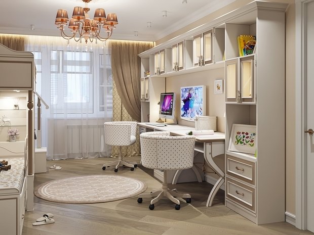 Фото из портфолио Детская для девочек с двухярусной кроватью – фотографии дизайна интерьеров на INMYROOM