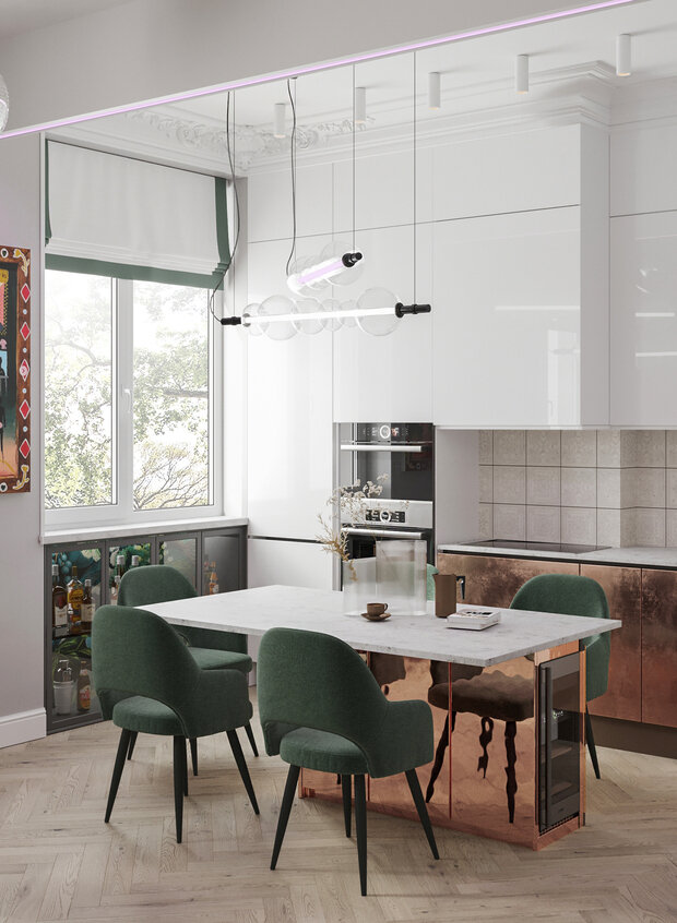Фотография: Кухня и столовая в стиле Эклектика, Квартира, Проект недели, Москва, 2 комнаты, 40-60 метров, Анастасия Григорьева – фото на INMYROOM