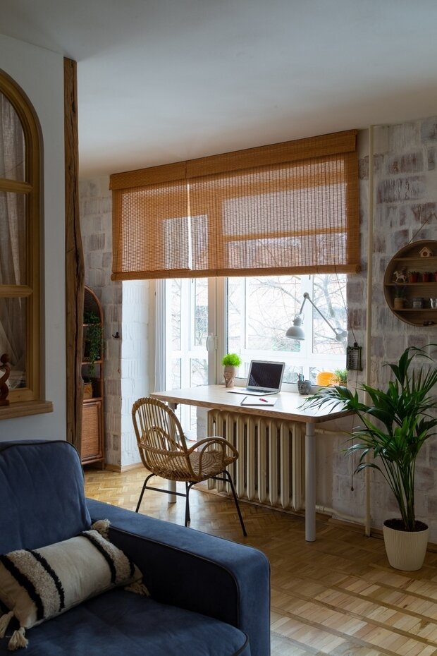 Фотография: Кабинет в стиле Скандинавский, Эклектика, Восточный, Малогабаритная квартира, Квартира, Проект недели, Москва, Эко, Хрущевка, 2 комнаты, 40-60 метров, Павел Фотеев – фото на INMYROOM