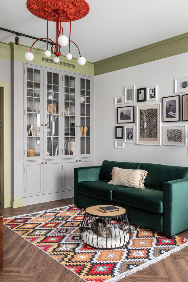 Фотография: Гостиная в стиле Современный, Эклектика, Квартира, Проект дня, Москва, Фили, 2 комнаты, 40-60 метров, Валерия Анисимова, современный с элементами эклектики, Анастасия Ярышева – фото на INMYROOM
