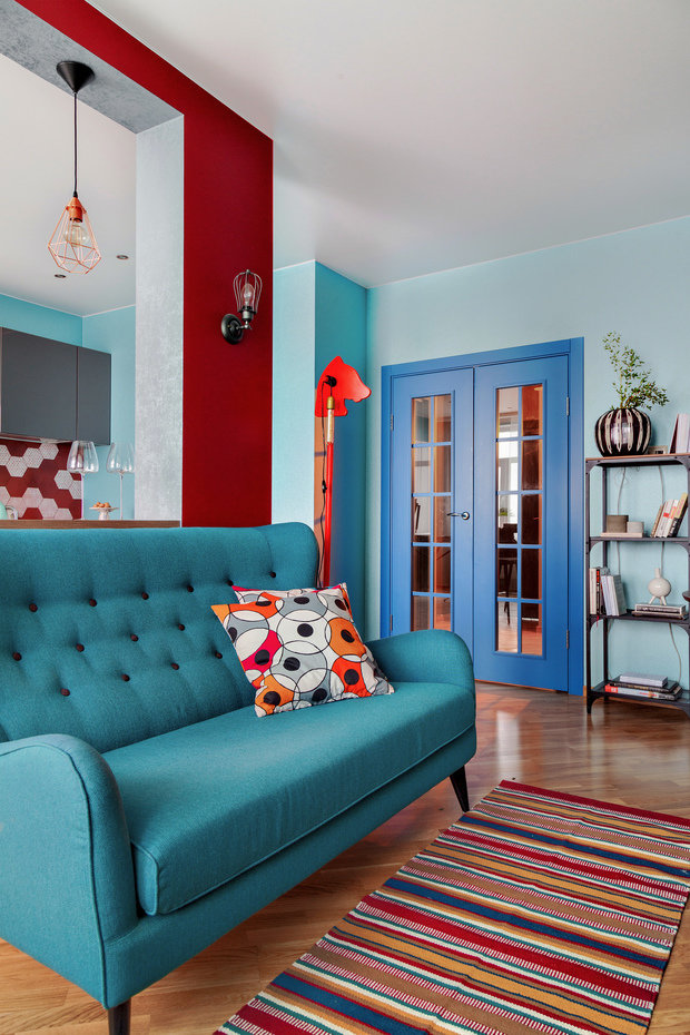 Фотография: Гостиная в стиле Эклектика, Современный, Квартира, Проект недели, Химки, 2 комнаты, 60-90 метров, Лилия Салах – фото на INMYROOM