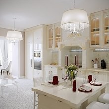 Интерьер кухни и столовой в классическом стиле с элементами Прованс