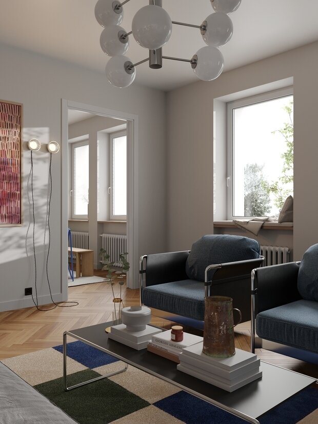 Фотография: Гостиная в стиле Скандинавский, Современный, Эклектика, Квартира, Проект недели, Москва, 4 и больше, Более 90 метров, DSGN HUB, Винтажный – фото на INMYROOM