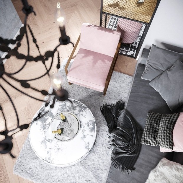 Фотография: Гостиная в стиле Лофт, Эклектика, Квартира, Проект недели, Москва, 3 комнаты, 60-90 метров, Анна Показаньева – фото на INMYROOM