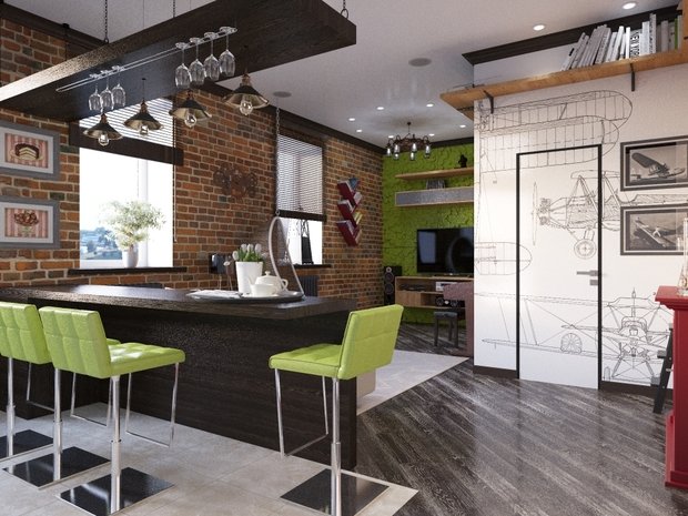 Фото из портфолио Гостиная со столовой 30 кв. м. – фотографии дизайна интерьеров на INMYROOM