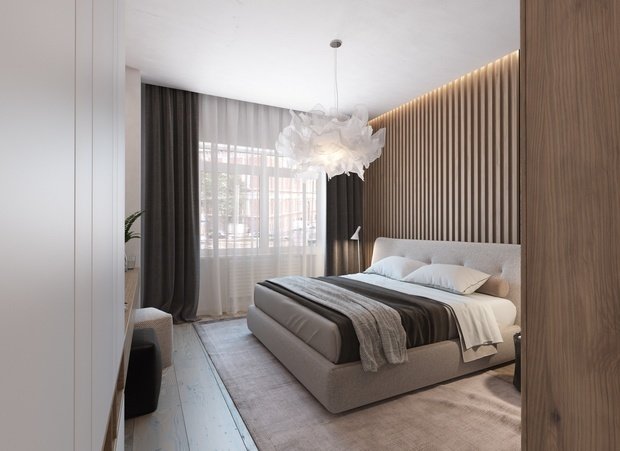 Фотография: Спальня в стиле Минимализм, Эко, Квартира, Проект недели, Московская область, Королев, Монолитный дом, 4 и больше, Более 90 метров, «Ригель и Балка» – фото на INMYROOM