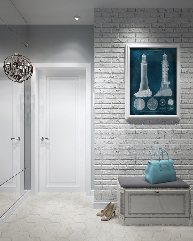 Фотография: Прихожая в стиле Скандинавский, Современный, Квартира, Проект недели, Москва, Монолитный дом, 3 комнаты, 60-90 метров, ЖК «Невский», Инна Азорская – фото на INMYROOM