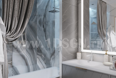 Дизайн интерьера ванной комнаты в квартире в ЖК "Лефорт" г.Москва