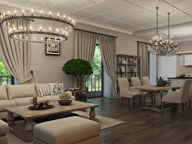 Фотография: Гостиная в стиле Прованс и Кантри, Дом, Проект недели, Алексей Иванов, Ленинградская область, 4 и больше, Более 90 метров – фото на INMYROOM