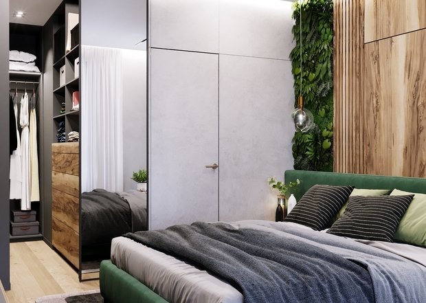 Фотография: Спальня в стиле Лофт, Современный, Квартира, Проект недели, Санкт-Петербург, 3 комнаты, 60-90 метров, Монолитно-кирпичный, Студия 20:18 – фото на INMYROOM