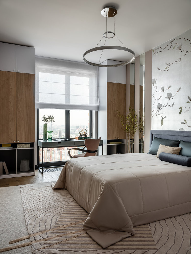 Фотография: Спальня в стиле Современный, Квартира, Проект дня, Москва, 2 комнаты, 60-90 метров, Елена Карасаева – фото на INMYROOM Фотография: Спальня в стиле Современный, Квартира, Проект дня, Москва, 2 комнаты, 60-90 метров, Елена Карасаева – фото на INMYROOM