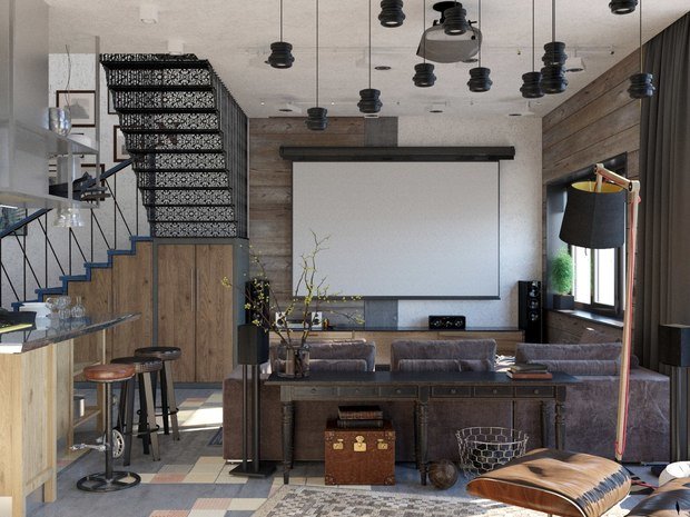 Фото из портфолио Брутальная, двухуровневая квартира в Сочи – фотографии дизайна интерьеров на INMYROOM