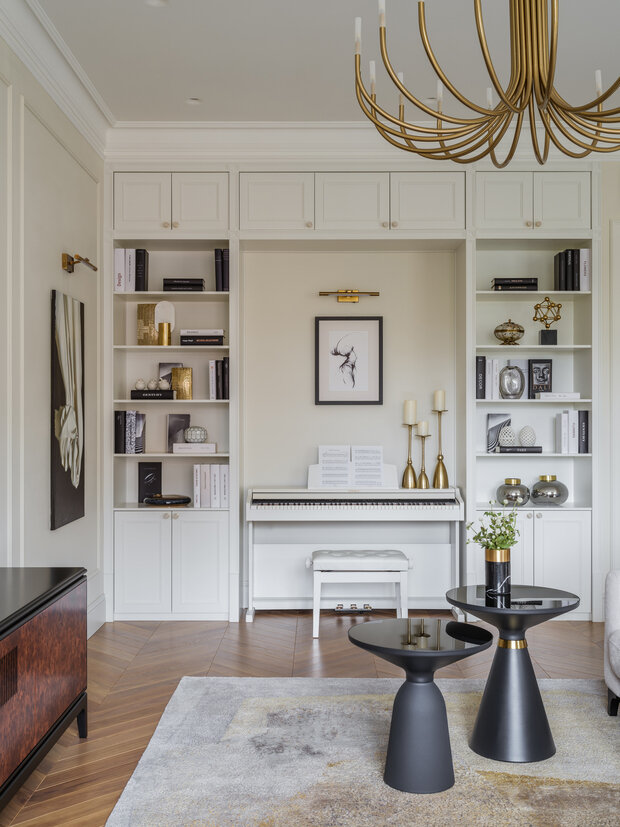 Фотография: Гостиная в стиле Классический, Современный, Квартира, Проект недели, Москва, 3 комнаты, Более 90 метров, Вероника Князева – фото на INMYROOM