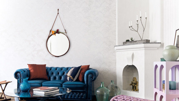 Фотография: Гостиная в стиле Классический, Скандинавский, Современный, Эклектика, Декор интерьера, Дизайн интерьера, Цвет в интерьере, Обои, Стены, Эко – фото на INMYROOM