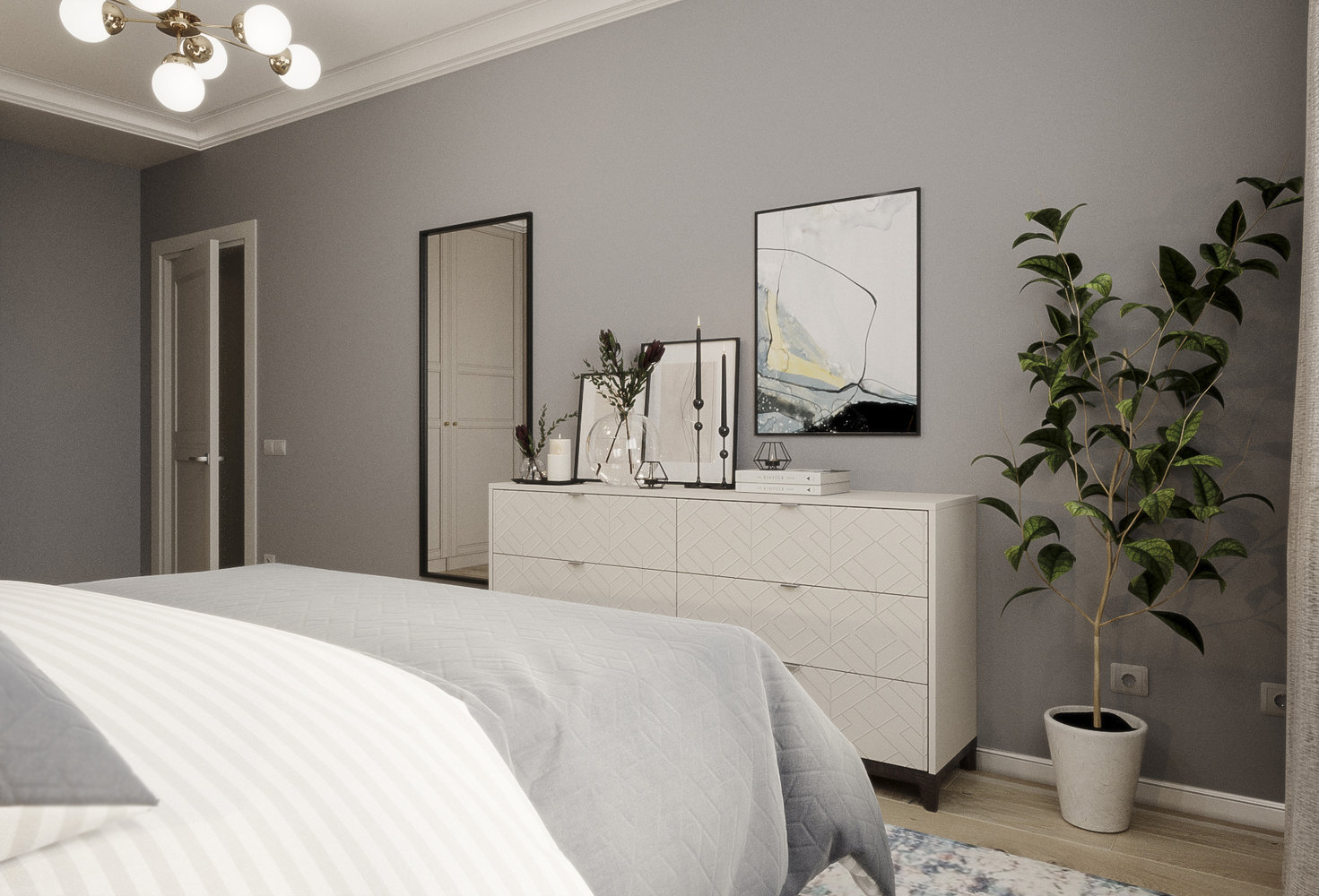 Фотография: Спальня в стиле Современный, Скандинавский, Проект недели, Москва, Панельный дом, 2 комнаты, 40-60 метров, Veronika Marfina – фото на INMYROOM Фотография: Спальня в стиле Современный, Скандинавский, Проект недели, Москва, Панельный дом, 2 комнаты, 40-60 метров, Veronika Marfina – фото на INMYROOM