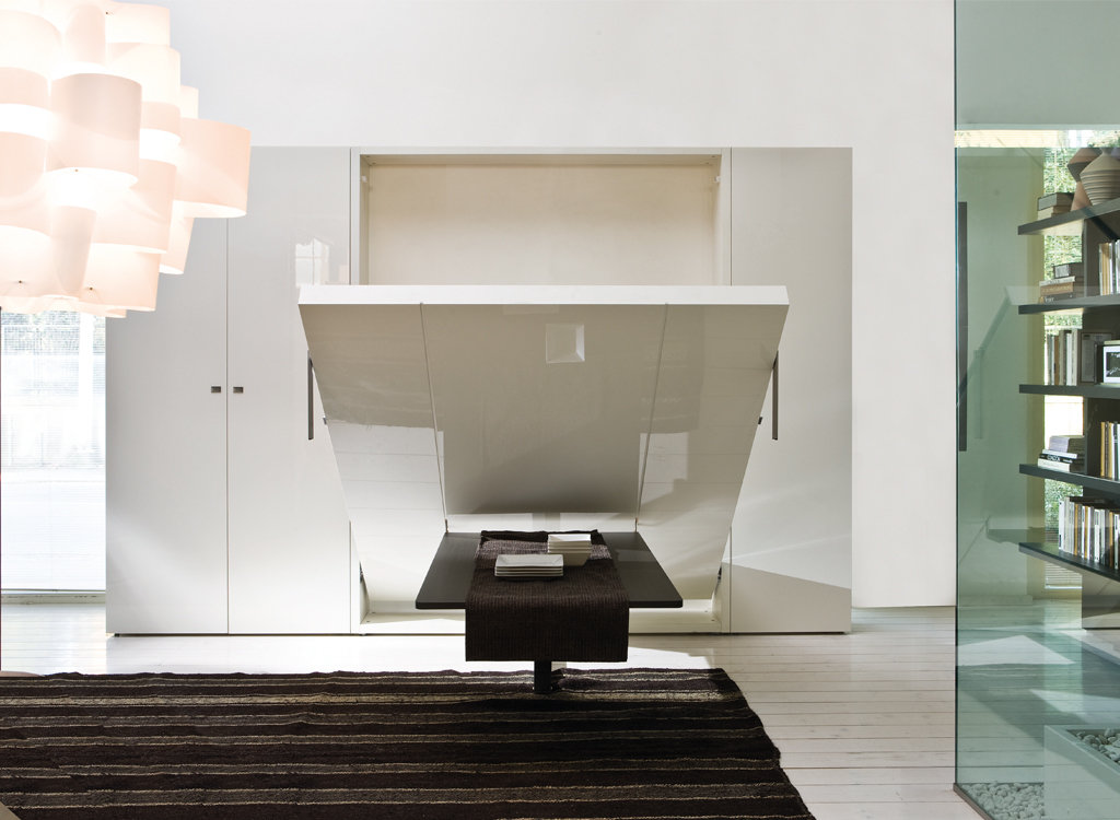 Фотография: Спальня в стиле Минимализм, Советы, Бежевый, Серый, Мебель-трансформер, кровать-трансформер, диван-кровать – фото на INMYROOM