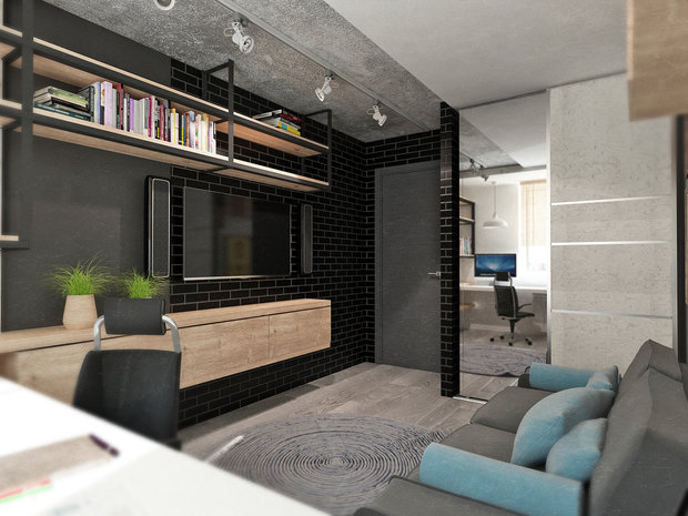 Фотография: Гостиная в стиле Лофт, Квартира, Дома и квартиры, IKEA, Проект недели, Cosmorelax – фото на INMYROOM