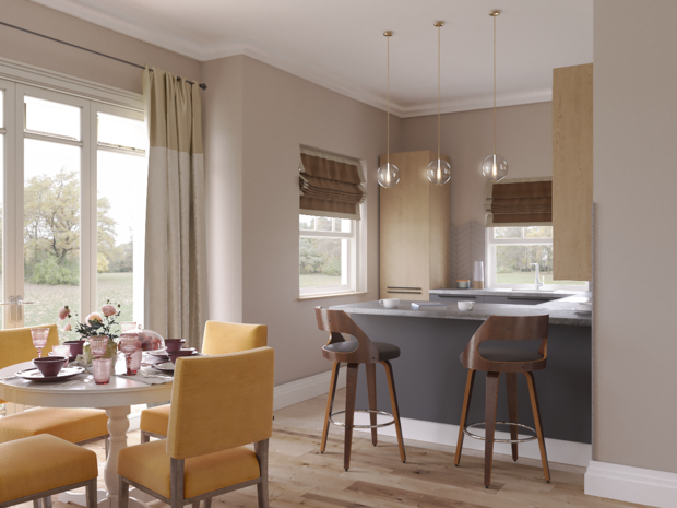 Визуализация интерьера кухни и столовой в современном стиле