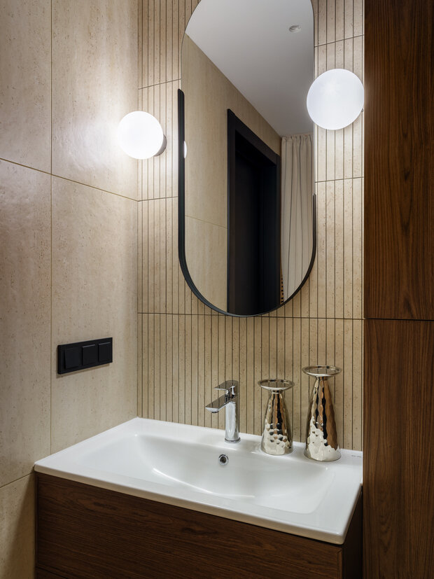 Фотография: Ванная в стиле Современный, Квартира, Проект дня, Москва, 1 комната, 40-60 метров, современный с элементами минимализма и скандинавского стиля, Регина Гарипова – фото на INMYROOM