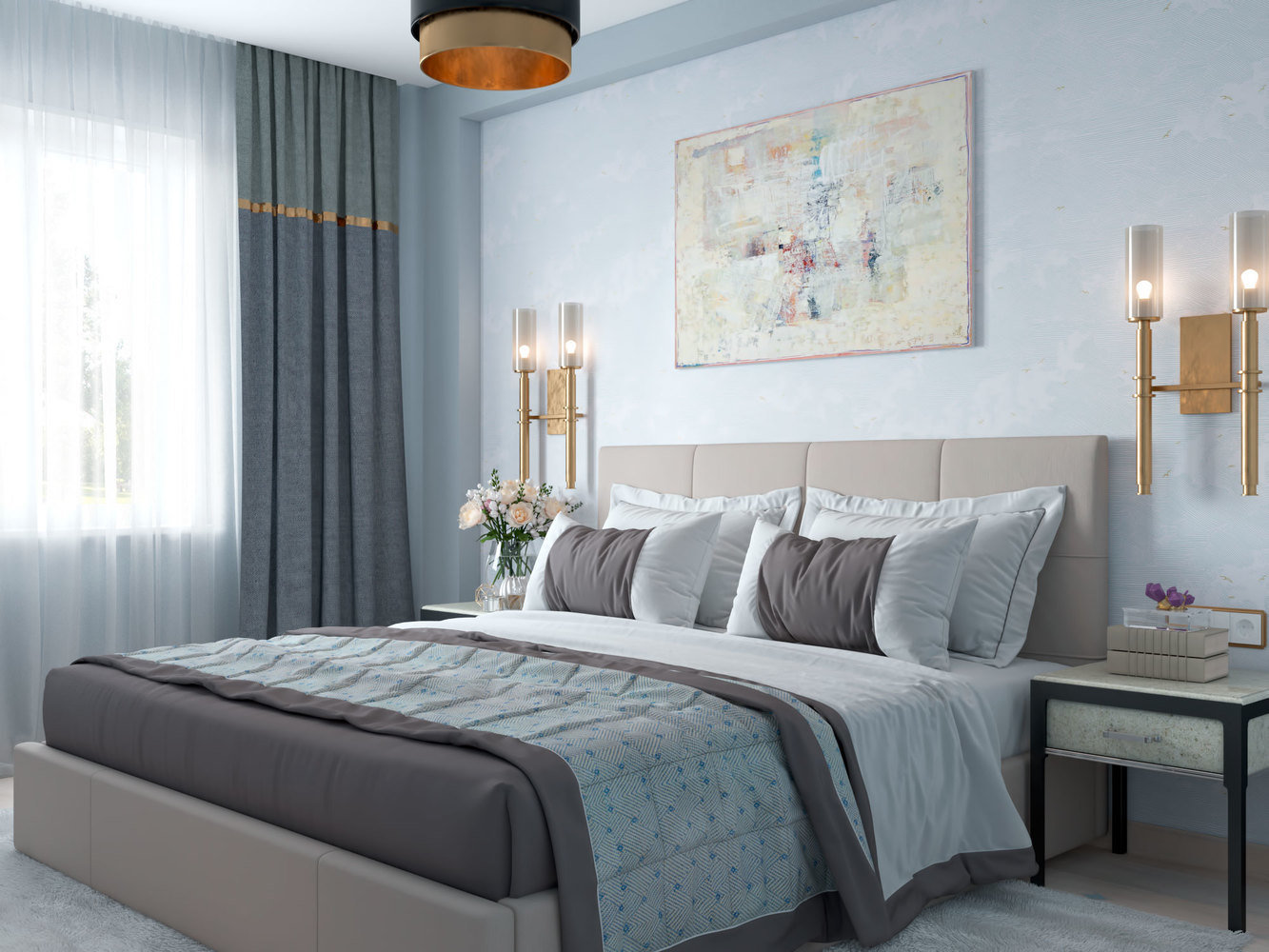 Фотография: Спальня в стиле Современный, Квартира, Проект недели, Московская область, Ирина Кривцова, Одинцовский район, 2 комнаты, 40-60 метров, Монолитно-кирпичный, ЖК «Князь Голицын» – фото на INMYROOM