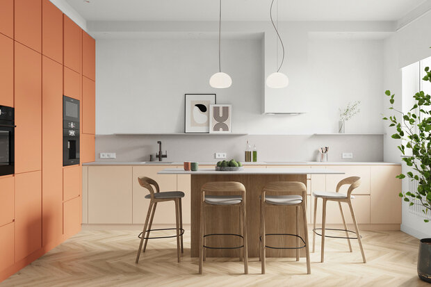 Фотография: Кухня и столовая в стиле Современный, Минимализм, Квартира, Проект недели, Москва, Монолитный дом, 3 комнаты, Более 90 метров, AE Design, Екатерина Ткаченко, Алиса Сивякова – фото на INMYROOM