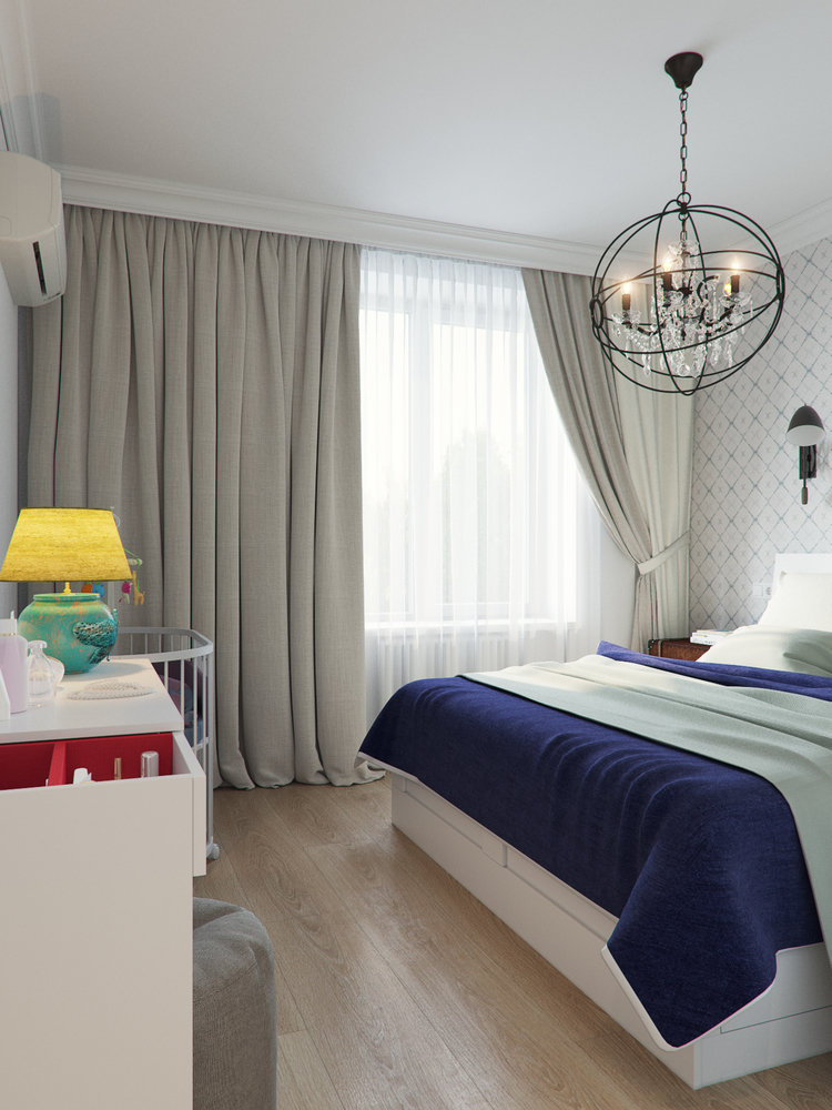 Фотография: Спальня в стиле Скандинавский, Квартира, Проект недели, Москва, Никита Зуб, Блочный дом, 3 комнаты, Дизайн-студия «Цуккини», 60-90 метров – фото на INMYROOM