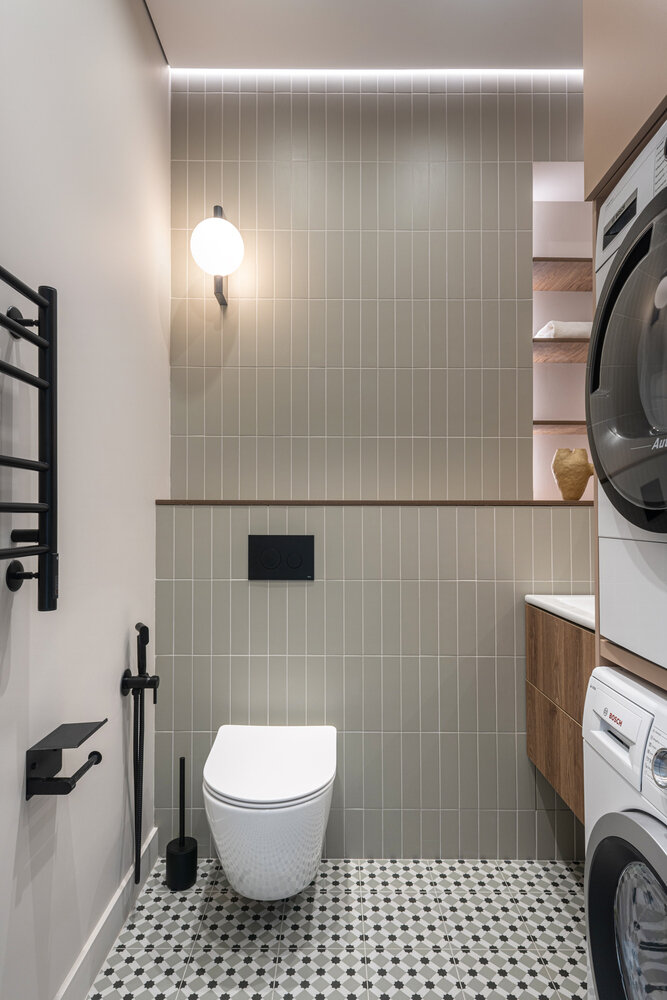 Фотография: Ванная в стиле Современный, Квартира, Проект дня, Москва, 3 комнаты, 60-90 метров, Анна Коробко, Дмитрий Коробко – фото на INMYROOM